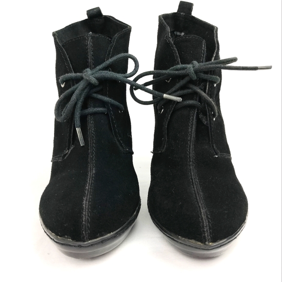 Esprit Black Suede Platform Lace Up Ankle Boot Sz. 7.5 - Picture 4 of 10